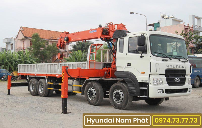 Xe Tải Hyundai 4 Chân HD320 Gắn Cẩu KangLim 10 Tấn KS2605